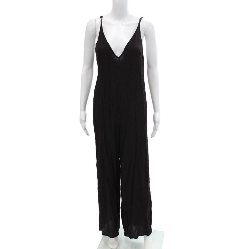 TOBI Womens V-Neck Sleeveless Wide-Leg Jumpsuit Brown Size M